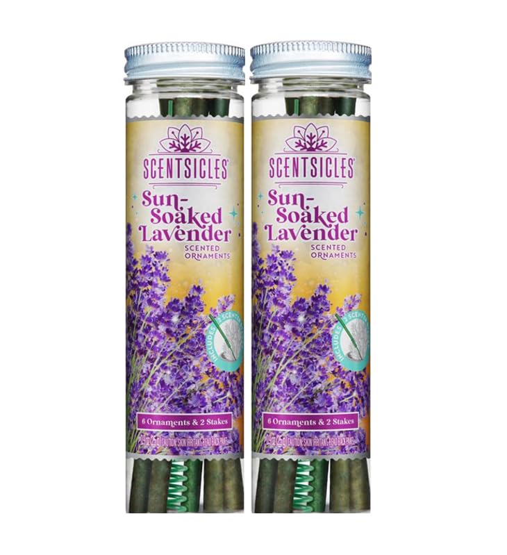 Scentsicles Sun Soaked Lavender Scented Sticks with 2 Scenter Stakes - 2 Bottles (6 Sticks Total) Christmas Ornaments - Image 1